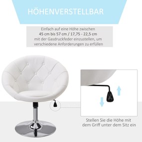 Homcom Krzesło Fotel Obrotowy Z Regulacją Wysokości Biały