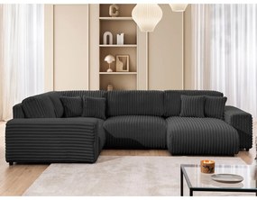 Ciemnoszary sztruksowy narożnik (lewostronny/w kształcie litery U) Justin – Ropez