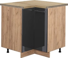 Szafka narożna antracyt wysoki połysk 80.5x60x82 fame-line