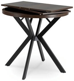 Stół Okrągły Rozkładany DORIAN 80-160 cm Orzech/Czarny Nowoczesny Loft