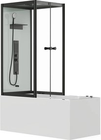 Wanna z prysznicem - Czarne profile - szer. 150 x gł. 75 x wys. 215 cm - 100 mikrodysz i 6 dużych dysz - DARIA II