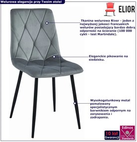 Welurowe szare metalowe krzesło tapicerowane D2-E87