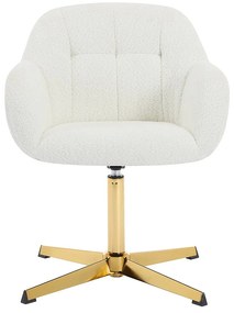 Krzesło biurowe z bukli - Biały i złoty - LANCIEGA Pascala Morabito