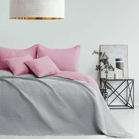 AmeliaHome Narzuta na łóżko Sota palepink - pearlsilver, 220 x 240 cm