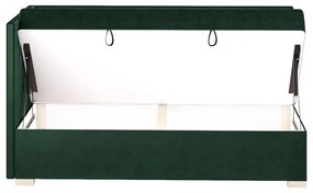 Ciemnozielone narożne łóżko dziecięce ze schowkiem i materacem 90x200 cm Flexi – Ghado
