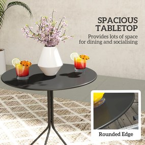 Outsunny Stół ogrodowy Ø60 x 71 cm, Odporny na warunki atmosferyczne balkonowy stół ze stali, Okrągły stolik pomocniczy czarny