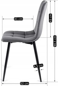 Zestaw Stół Kwadratowy Rozkładany MAX 80-160 cm Dąb Craft/Czarny i 4 Krzesła PERU Szare