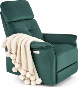 Zielony rozkładany welurowy fotel wypoczynkowy W2-T93