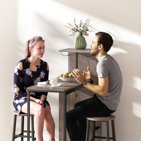 HOMCOM 3-częściowy zestaw barowy z półkami i hokerami, regał na wino, szary