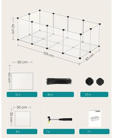 SongmicsHome Zagroda dla małych zwierząt z przezroczystego plastiku BEN, 125x63x42 cm, transparentna