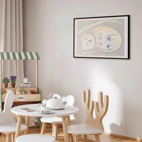 Plakat Śpiący kotek 30x21 cm z ramą czarną z marginesem ARTGEIST B