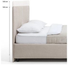 Szare tapicerowane łóżko dwuosobowe ze schowkiem i stelażem 160x200 cm Myra Slim Line – Bonami Selection