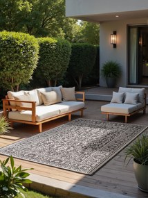 Dywan zewnętrzny dwustronny Duet czarno-kremowy 160 cm x 230 cm