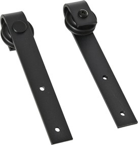 HOMCOM Zestaw do Podwójnych Drzwi Przesuwnych Prowadnica Stal Węglowa Czarna 200x06x18cm | Aosom PL