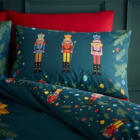 Ciemnozielona pościel dwuosobowa/przedłużona 200x200 cm Nutcracker – Catherine Lansfield