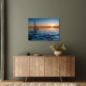 Obraz na szkle - Żaglówki na morzu (70x50 cm)