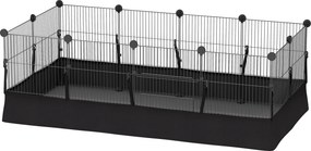 PawHut Wybieg dla małych zwierząt z 12 panelami, klatka dla królików, świnek morskich, 120x60x40 cm, czarny | Aosom PL