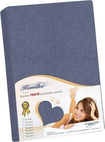 Bellatex Prześcieradło frotte na wysoki materac , niebieskoszary 180 x 200 + 40 cm