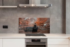 Szklany Panel Kobieta w Jesiennych Górach