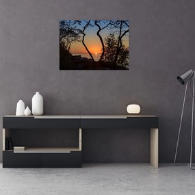 Obraz na szkle - zachód słońca (70x50 cm)