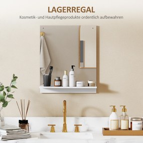HOMCOM Lustro łazienkowe 50 x 60 cm, lustro ścienne z półką, do przedpokoju i korytarza, biały | Aosom PL