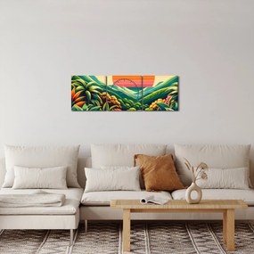 Obraz - Kolorowy zachód słońca (z zegarem) (90x30 cm)