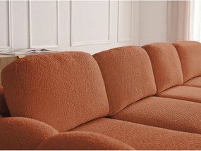 Pomarańczowy rozkładany/ze schowkiem narożnik z materiału bouclé (lewostronny/z szezlongiem) Montaigne – Bobochic Paris