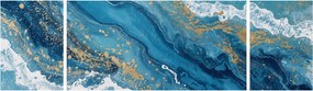 Obraz - Jasnoniebieski marmur ze złotem II. (170x50 cm)