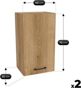 Zestaw Mebli Kuchennych MODERN 200 cm Czarny/Dąb Evoke Loftowy