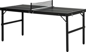 SPORTNOW Zestaw do Tenisa Stołowego dla Dzieci, Składany, z Zamkiem i Uchwytem, Rama Aluminiowa, 152x76x72 cm, Czarny