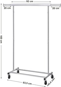 Metalowy wieszak na 4 kółkach do garderoby S7-B04