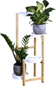 Bambusowy stojak na kwiaty z plastikowymi podstawkami