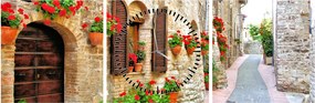 Obraz - Malownicza włoska aleja (z zegarem) (90x30 cm)