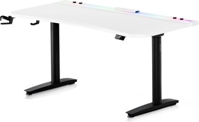 Biurko gamingowe RGB z regulacją wysokości Diablo X-Forge, 160x70 cm, biało-czarne