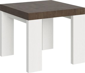 Rozkładany stół 90x90/246 cm Roxell Mix Blat z orzecha włoskiego - nogi z białego jesionu