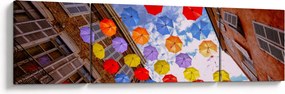 Obraz kolorowych parasoli (170x50 cm)