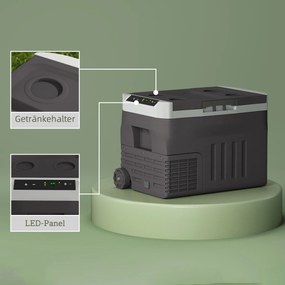 Outsunny 30 L Elektryczna Lodówka Kompresorowa z Trybem ECO i Funkcją LED, Czarna