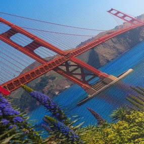 Obraz - Most Golden Gate, San Francisco (z zegarem) (90x30 cm)