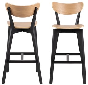 Czarno-naturalne hokery z drewna kauczukowego zestaw 2 szt. 105 cm Roxby – Actona