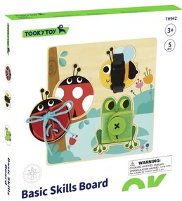 Tooky toy drewniana tablica edukacyjna sorter trening ćwiczenia sznurek guzik klamerka