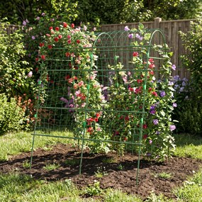 Outsunny Trellis, Podpora dla roślin pnących, Regulowane szpaler, Siatka roślinna, Konstrukcja roślinna do ogrodu, balkonu, stal, zielony, 144 x 167 x 206 cm