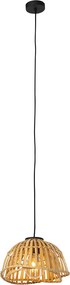 Orientalna lampa wisząca czarna z naturalnym bambusem 30 cm - Pua