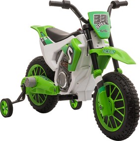 HOMCOM motor elektryczny dla dzieci Zielono-biały z kołami treningowymi od 3 lat 1065x515x68cm | Aosom PL
