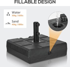 Outsunny Stojak na parasol do 40 kg - z uchwytem, kwadratowy, Czarny