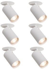 Zestaw 6 nowoczesnych reflektorów wpuszczanych białych GU10 50mm - Chels