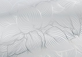 Fototapeta - Srebrne kontury liści (196x136 cm)