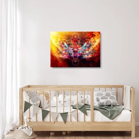 Obraz na szkle - Merkaba ze skrzydłami, abstrakcja (70x50 cm)