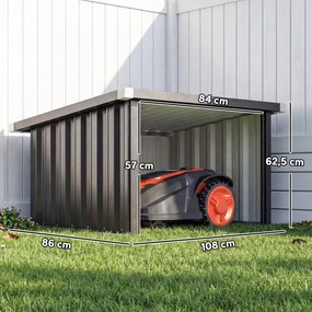 Outsunny Wiata dla robota koszącego stalowa 108 x 86 x 62,5 cm Garaż z dachem skośnym i osłoną krawędzi | Aosom PL