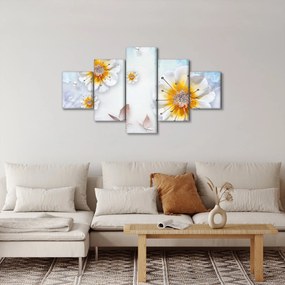 Obraz - Kompozycja z kwiatami i motylami (125x70 cm)