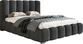 Łóżko dwuosobowe 140x200 cm Pearl - gruba pianka, nowoczesny styl, łóżko z pojemnikiem i stelażem - ciemny szary (Amor Velvet 4321)